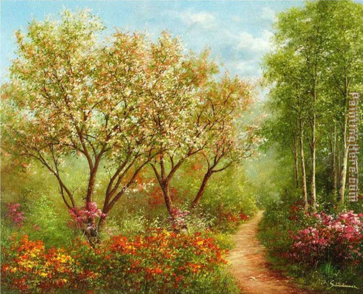 Waldweg in der Sonne painting - Heinz Scholnhammer Waldweg in der Sonne art painting